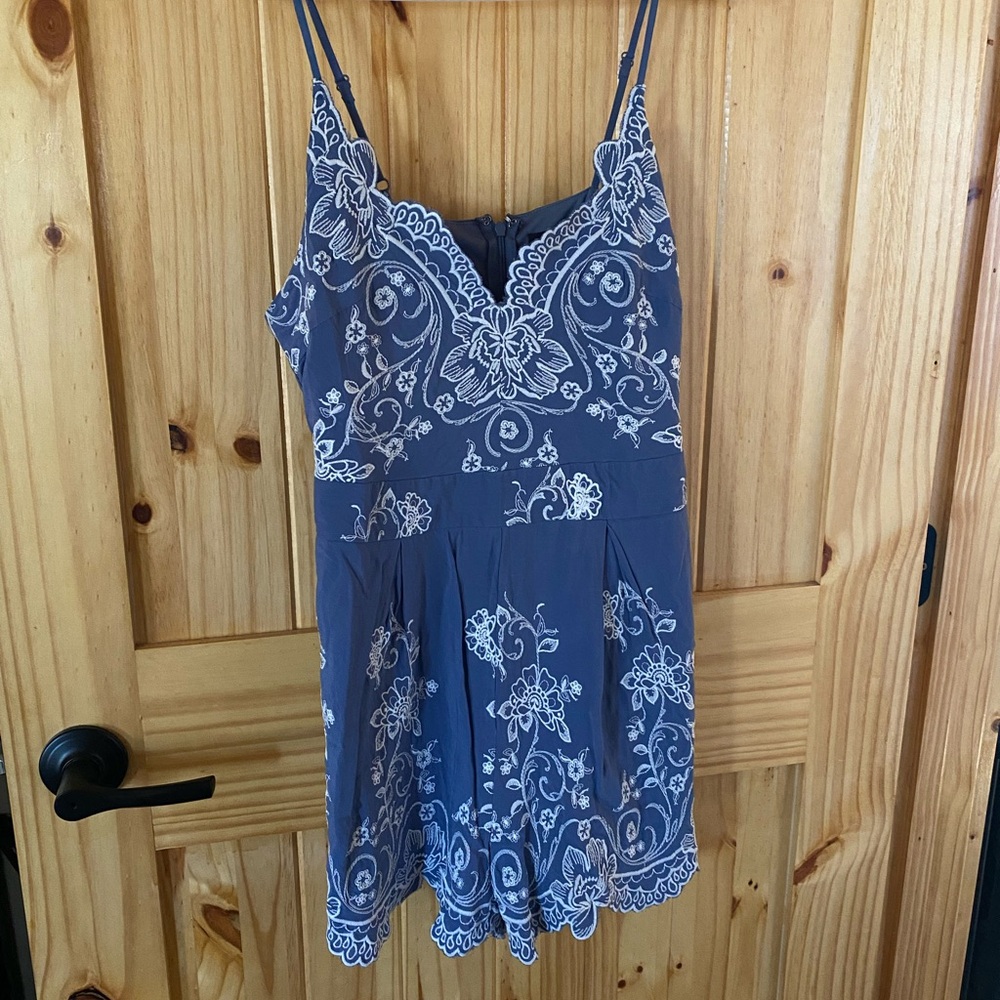 Blue and White Floral romper